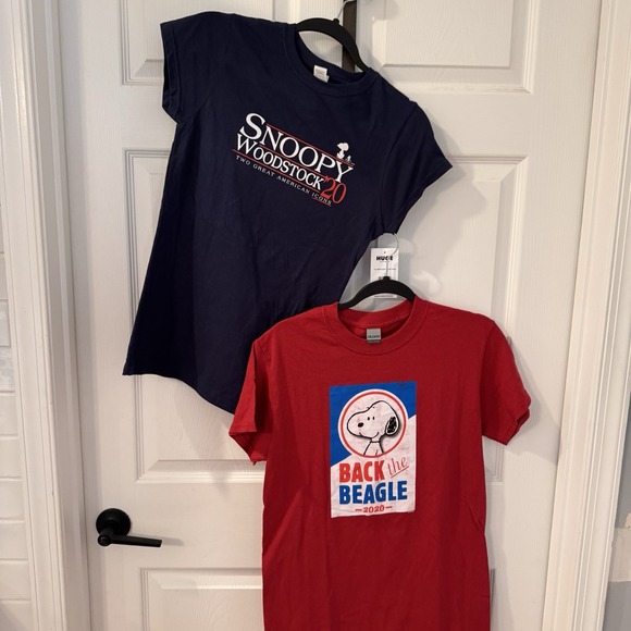 New 2 SNOOPY & WOODSTOCK‎ T-shirts 2020 Election Women's Size S - Picture 1 of 7